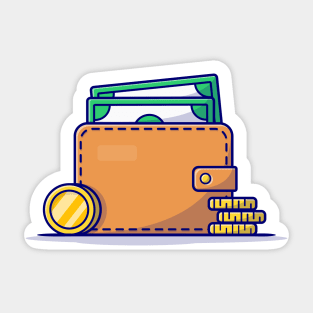 Wallet With Money Cartoon Vector Icon Illustration (2) Sticker